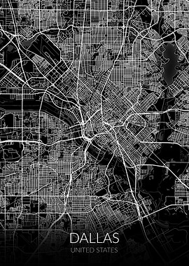 Dallas Map Black USA