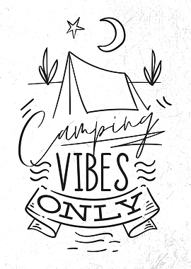 Camping Vibes Funny Art