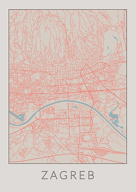 Zagreb Vintage Map