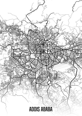 Addis Ababa white map
