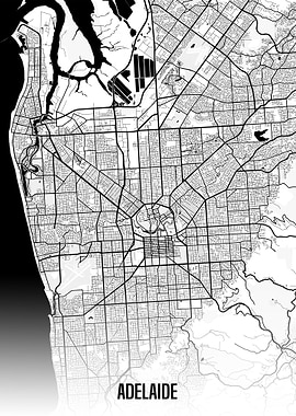 Adelaide white map