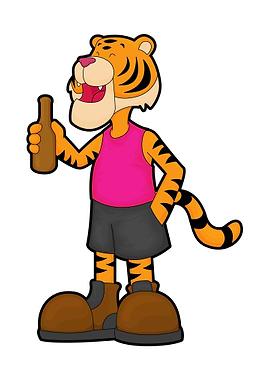 Tiger Drinking Beer