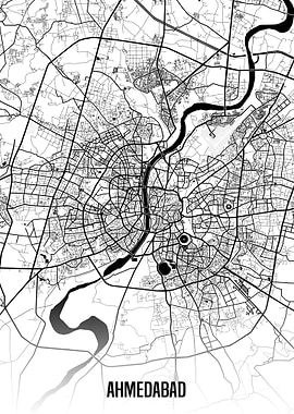 Ahmedabad white map
