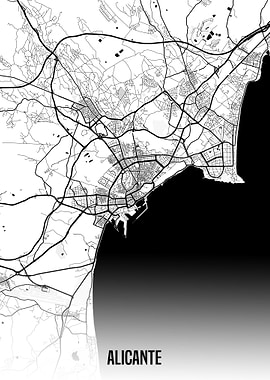 Alicante white map