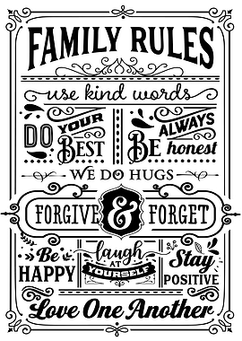 Family Rules White Black