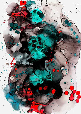 Abstract Black Red Teal