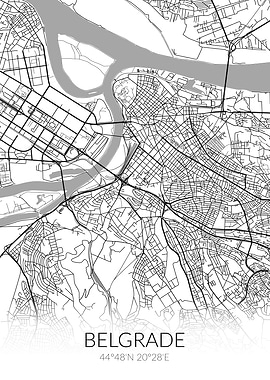 Belgrade City Map White