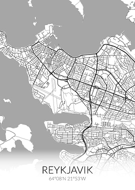 Reykjavik City Map White