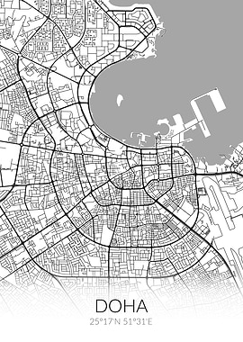 Doha City Map White