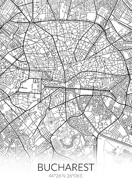 Bucharest City Map White