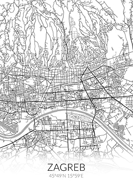 Zagreb City Map White