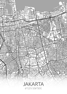 Jakarta City Map White