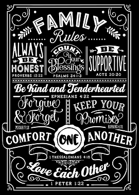 Family Rules Black White