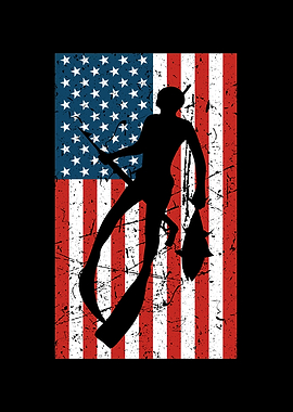 Spearfishing American Flag
