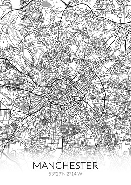 Manchester City Map White