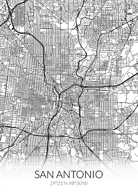 San Antonio City Map White