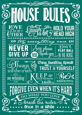 House Rules Teal White