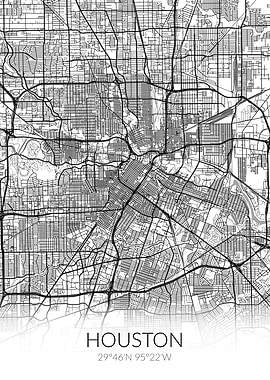 Houston City Map White