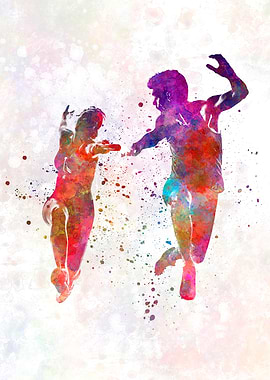 Relay race in watercolor