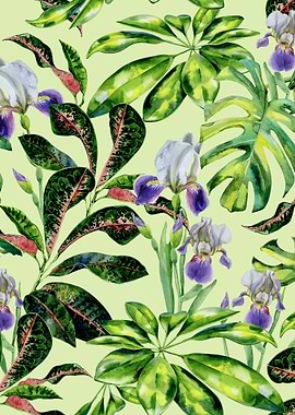 Green Watercolor Trop 12