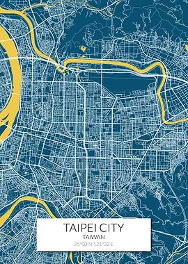 Taipei City Map Blue