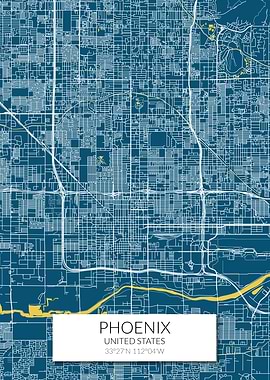 Phoenix Map Blue White