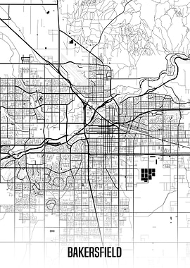 Bakersfield white map