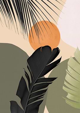 Abstract Banana Palm Leaf