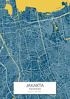 Jakarta Map Blue