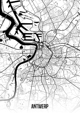 Antwerp white map