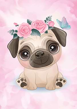 Sweet cute pug puppy