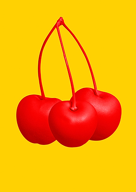 Three red cherry