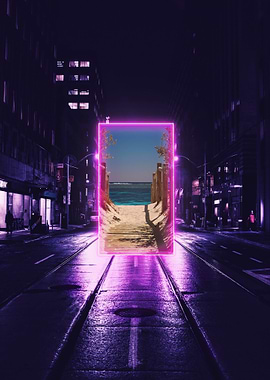 Neon portal on the street