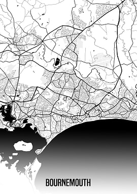 Bournemouth white map