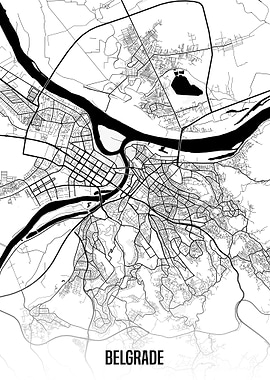 Belgrade white map