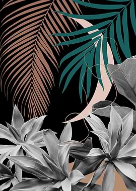 Moon Agave Palm Night 1