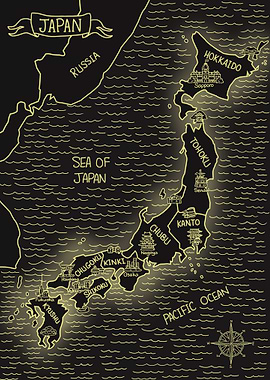 Glowing Map of Japan