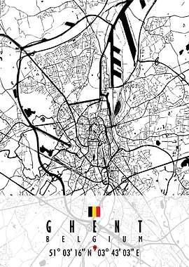 GHENT MAP BELGIUM