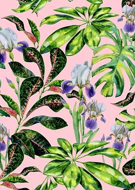 Pink Watercolor Trop 12