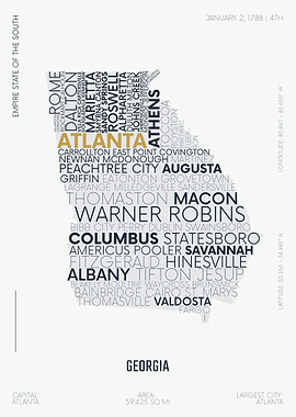 Georgia USA map letter