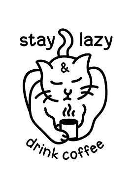 Lazy Cat Drink Coffee 3