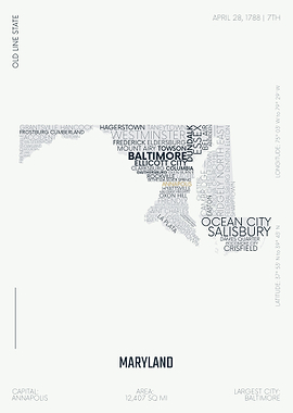 Maryland USA letter map