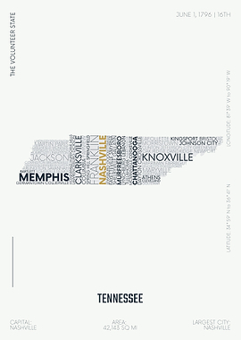 Tennessee USA map letter