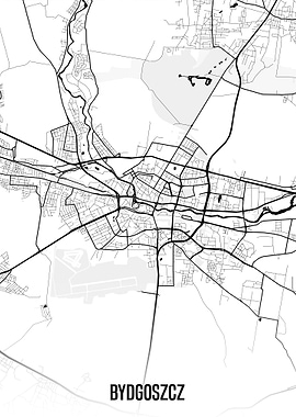 Bydgoszcz white map