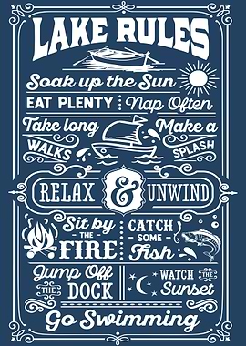 Lake Rules Metal Poster