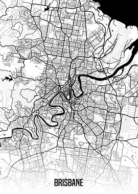 Brisbane white map