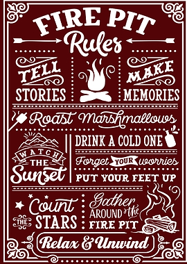 Fire Pit Rule Metal Poster