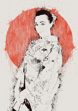 Western girl with Kimono