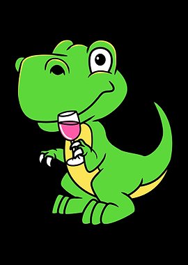 Dinosaur Drinking Wine