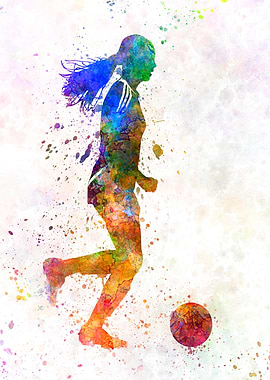 Watercolor soccer player